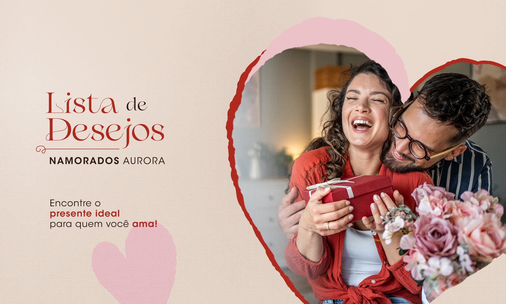 Banner do evento Aurora Shopping reúne sugestões de presentes para o Dia dos Namorados
